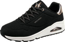 Skechers Damen UNO-Shimmer Away Sneaker 39 EU Black Durabuck Rose Gold Duraleather Trim ✨👟🌹