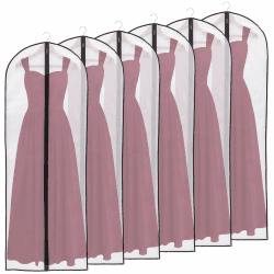 Niviy Kleidersack 6 Stücke Transparent Kleidersäcke 160 cm Lange Atmungsaktiver Stoff mit Schwarz Reißverschluss