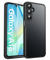 Matt Handyhülle für Samsung Galaxy A16 5G Hülle und 2 Schutzfolie - Schwarz 📱