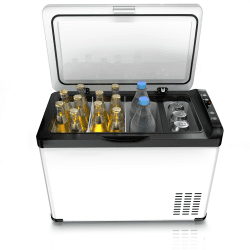 Brandson - ECO Kompressor Kühlbox XXL elektrisch - 30L Getränke Kühlschrank - Gefrierbox Kühlung bis – 22°C - Autokühlbox mit ECO Modus - 30 Liter 12V 24V KFZ – Weiß 🌿❄️🚗