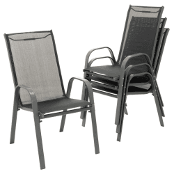 🪑 Nexos 4er Set Stapelstuhl aus Textilene + Stahl 🌞
