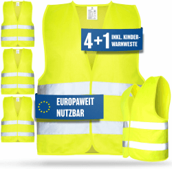 🚗 HELDENWERK Warnwesten Auto 5er 4+1 Set 🚨 Europaweit gültig nach EN ISO 20471