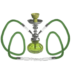 🌿🌬️ Reise Shisha Klein Wasserpfeife 2 Schläuche, 25 cm, Grün 🌿🌬️
