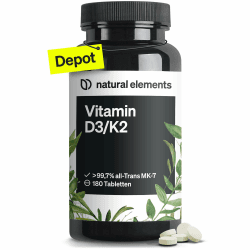 Vitamin D3 + K2 Depot – 180 Tabletten – Premium-Qualität