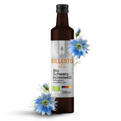 OELESTO® BIO Schwarzkümmelöl kaltgepresst ungefiltert - 250ml - [460mg/100g THYMOCHINONGEHALT] - Black Seed Oil Organic