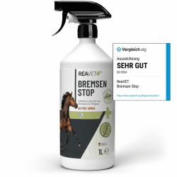 🏆 TESTURTEIL SEHR GUT! ReaVET Bremsen Stop **TESTSIEGER** Fliegenspray Pferde 1L