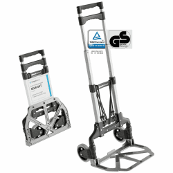 Aluminium Transportkarre klappbar mit Teleskopgriff - Leichtgängige Räder und Anti-Rutsch-Pads