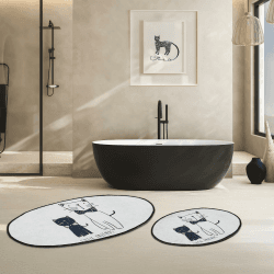 🐱🛁 miqna Katzen Badematte Set 2 teilig - Rutschfeste Badteppich