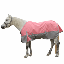 🐎🌧️ Gallopoff 1200D Reißfeste Pferdedecke ohne Füllung (0g) - Rosa-Grau 160 cm 🌧️🐎