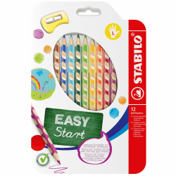 🌈 STABILO - Ergonomischer Buntstift für Linkshänder - EASYcolors - 12er Pack mit Spitzer 🌟