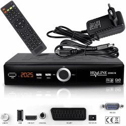 🛰️ HD-Line 20900 M Digital Satelliten Sat Receiver - (HDTV, DVB-S/S2, HDMI, SCART, 2X USB 2.0, Full HD 1080p) [Vorprogrammiert für Astra Hotbird Türksat]
