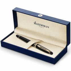 Waterman Expert Tintenroller Schwarz & Gold 🖋️ | Geschenkbox 🎁