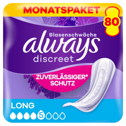 🌟 Angebot: Always Discreet Inkontinenzeinlagen Long, 80 Binden (8 x 10 Stück) Monatspaket 🌟