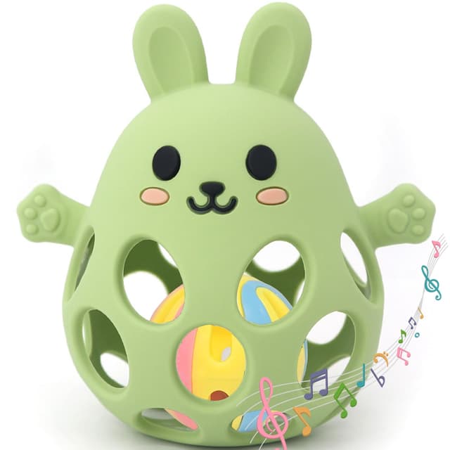 👶🐰 Greifball Für Babys - Montessori Spielzeug Baby 🌈🦷 BPA Frei Beißspielzeug Baby 🎁 Baby Geschenk Von 3-18 Monaten