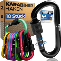 Karabinerhaken Klein 10er Set 🌈🔑 | Schraubkarabiner Schlüsselanhänger