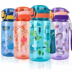 🦕 Kindertrinkflasche mit Strohhalm - GREEN Dinosaur 🦖