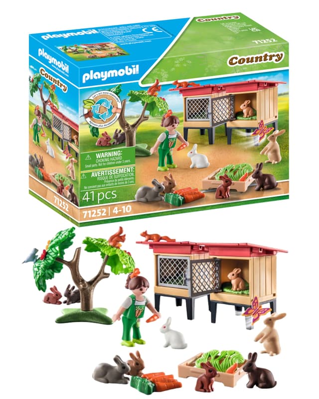 🐰🥕 PLAYMOBIL Country 71252 Kaninchenstall: Nachhaltiges Spielzeug für Kinder ab 4 Jahren