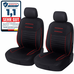 Upgrade4cars Autositzbezüge Set | Schwarz Rot | Auto-Schonbezüge für Vordersitze