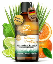 Saunaaufguss [54 Sorten 15ml, 100ml, 250ml] - Sauna Aufgussmittel für intensive & erholsame - Sauna Zubehör (#23 Sonnenstrahlen- Mix, 100ml)