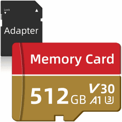 🚀 Speicherkarte 512GB mit Adapter - High-Speed Full HD Memory Karte 512GB (Rot Schwarz) 📸📱