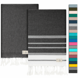 🌟SALE🌟 NOUR Premium Hamamtuch | 2er Pack | 100% Baumwolle 100x200 cm | Saugstark | Schnelltrocknend | Sandfrei