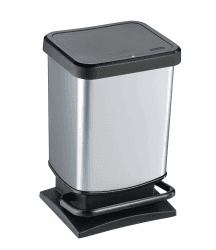 Rotho Paso Mülleimer 20l mit Deckel, Kunststoff (PP) BPA-frei, silbermetallic 🗑️