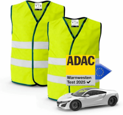 🚗🔒 POWR CAR 2X Warnwesten Auto gelb ISO20471 - Pannenweste & 2025 - Unfallweste Pkw Sicherheitsweste Weste Neongelb reflektierend Auto, Pkw, LKW - Autozubehör