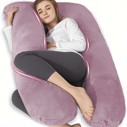 🤰 Chilling Home Schwangerschaftskissen U-Form - Großes Lagerungskissen für Frauen und Seitenschläfer (Lila, Samt)