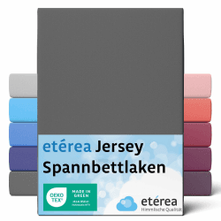 🌟 Angebots-Highlight 🛏️ etérea Jersey Spannbettlaken 200x220cm Anthrazit - 100% Baumwolle - Bettlaken 200x220 cm