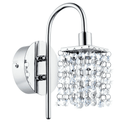 EGLO LED Wandlampe Almonte 🌟 Wandleuchte Bad 🚿 Badezimmer Lampe aus Metall in Chrom und Kristall in Klar 💎 LED Feuchtraumleuchte warmweiß 💡