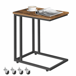 VASAGLE Beistelltisch mit Rollen und C-Form - Vintage-Design