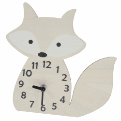 🦊 Fuchs-Uhr Kinderzimmer-Dekoration Holzbesatz Geräuschlose Uhr 🏡
