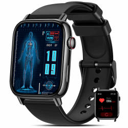 2025 Smartwatch Herren Damen mit 𝐁𝐥𝐮𝐭𝐳𝐮𝐜𝐤𝐞𝐫/EKG/HRV, 1,83' Gesundheitsuhr mit Pulsuhr, SpO2, Schlafmonitor, Blutdruck 145+ Sportmodi IP68 Fitnessuhr Schrittzähler iOS Android Schwarz 🌟