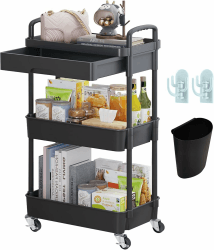 🌟 Angebot: Wuciray 3 Schicht Rollregal mit Rollen Schwarz 🌈