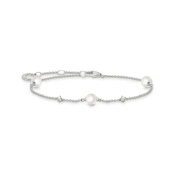 THOMAS SABO Damen Armband mit Perlen und weißen Steinen aus 925 Sterlingsilber 🌟
