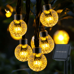 Solar Lichterkette Aussen, 8M 30LED Lichterkette Außen Solar IP65 Wasserdicht 🌞🏡