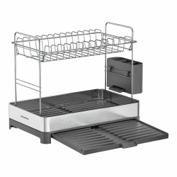 🌟 SONGMICS Abtropfgestell 2-stufig 🍽️ Rostfrei & Ausziehbar 🚿 22 kg Kapazität 🍴