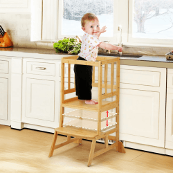 COSYLAND Höhenverstellbarer Lernturm ab 18 Monaten 🌟 Kinder Learning Tower-Lernturm für Küche und Kinderzimmer