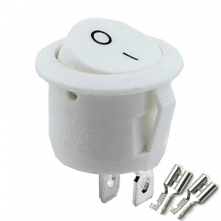 🔴⚫⚪ Kippschalter Wippschalter 2 polig rund, Rot Schwarz Weiß ON/OFF 6A/250V Kunststoff push Button Switch kfz | weiß