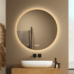 EMKE Badspiegel mit Beleuchtung Rund 60cm - Badezimmerspiegel mit 3 dimmbaren Lichtfarben 🪞
