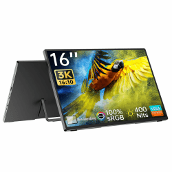 Intehill 3K Tragbarer Monitor für Laptop - 16 Zoll, Entspiegelter Bildschirm
