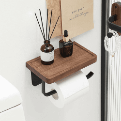 Angebot: TOILETTENPAPIERHALTER aus Walnussholz mit Konkaver Ablage 🚽