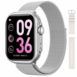 RUXINGX Smartwatch Damen mit 1000-mAh-Akku, Fitnessuhr mit Telefonfunktion, 120+Sportmodi, IP68 Schrittzähler Android/iOS Silber 🌟