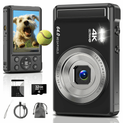 📸 4K 64MP Digitalkamera für Kinder - Tragbare Mini Kamera mit Autofokus und Digitalzoom