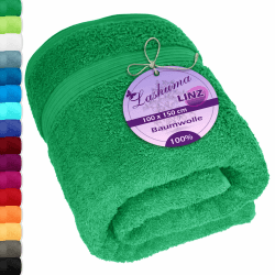 Lashuma XXL Badehandtuch - Luxuriöses Frottee Badetuch 100x150 cm in Forstgrün