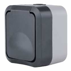 🔌💧 REV - AquaStorm Steckdose 1-fach Feuchtraum IP55 Aufputz 230V 16A anthrazit