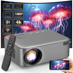 🎬 Elektrischer Fokus: FRESHDEW Beamer, 5G WiFi Projektor mit Bluetooth Native 1080P Projektor