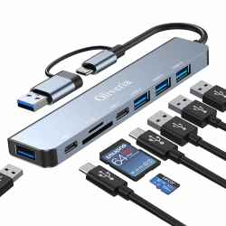 USB C Hub 3.0, 8 in 2 Multiport Adapter Mit SD&TF Kartenleser, 3.0&2.0 Ports, Typ C Anschluss für MacBook Air/Pro, Galaxy, iPad, Windows