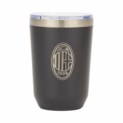 AC Milan Thermobecher für Kaffee, Milch und Tee, 0,38 l, Schwarz, offizielles Produkt