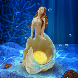 Gartendeko für Draußen Meerjungfrau Statuen - Wetterfest Meerjungfrau Gartenfiguren mit Solar Led Risslicht, Geschenke für Frauen/Mama Deko für Garten Zimmer Terrasse